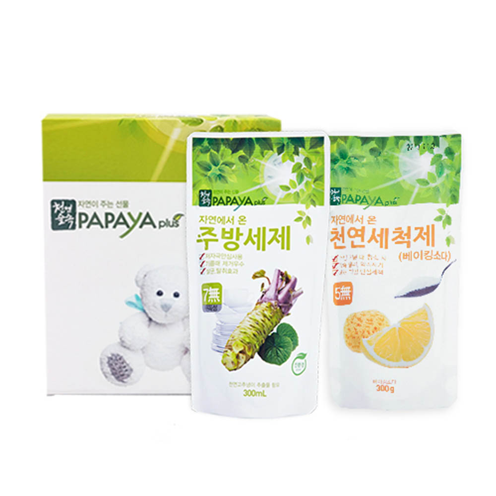 파파야플러스 친환경 주방소다리필2종(주방300ml,소다300g)