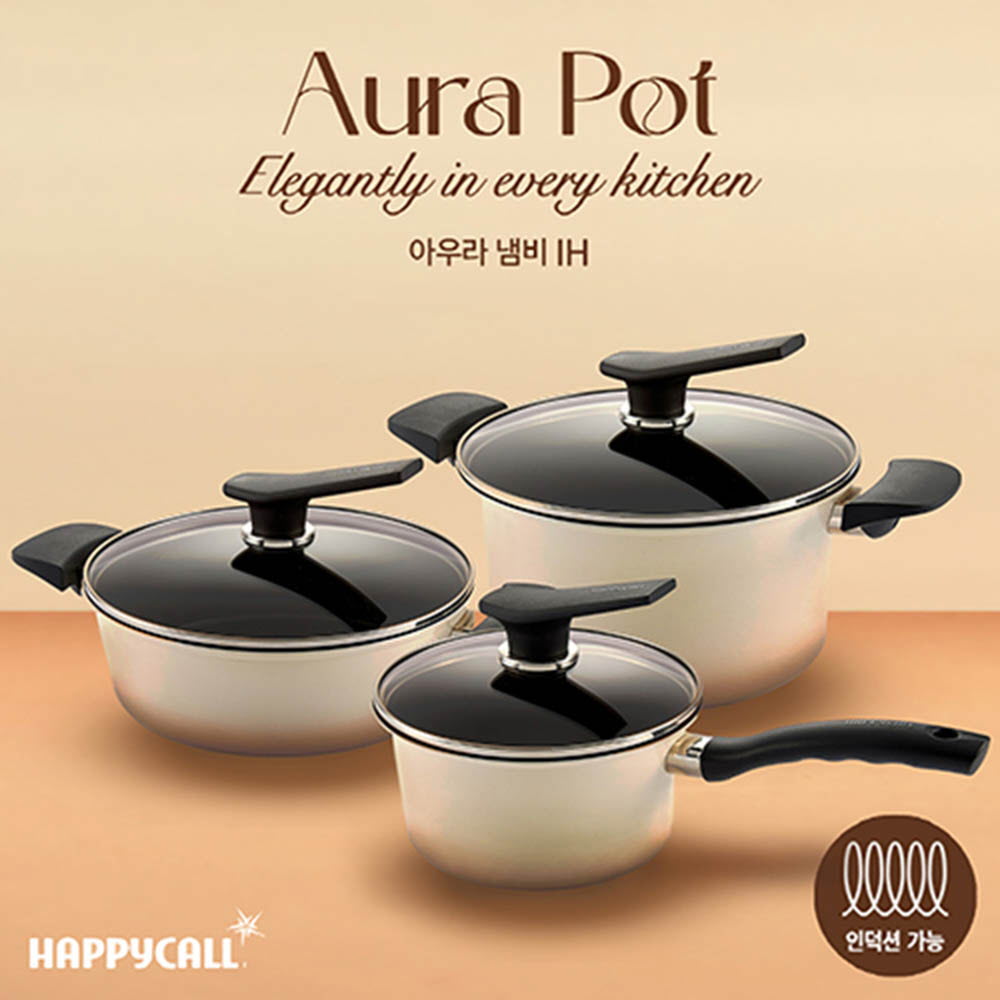 해피콜 아우라 IH냄비 3종C (편수18+전골24+곰솥24)