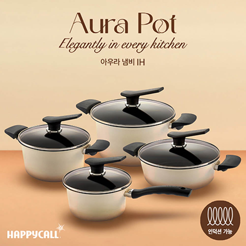 해피콜 아우라 IH냄비 4종 (편수18+양수20+전골24+곰솥24)