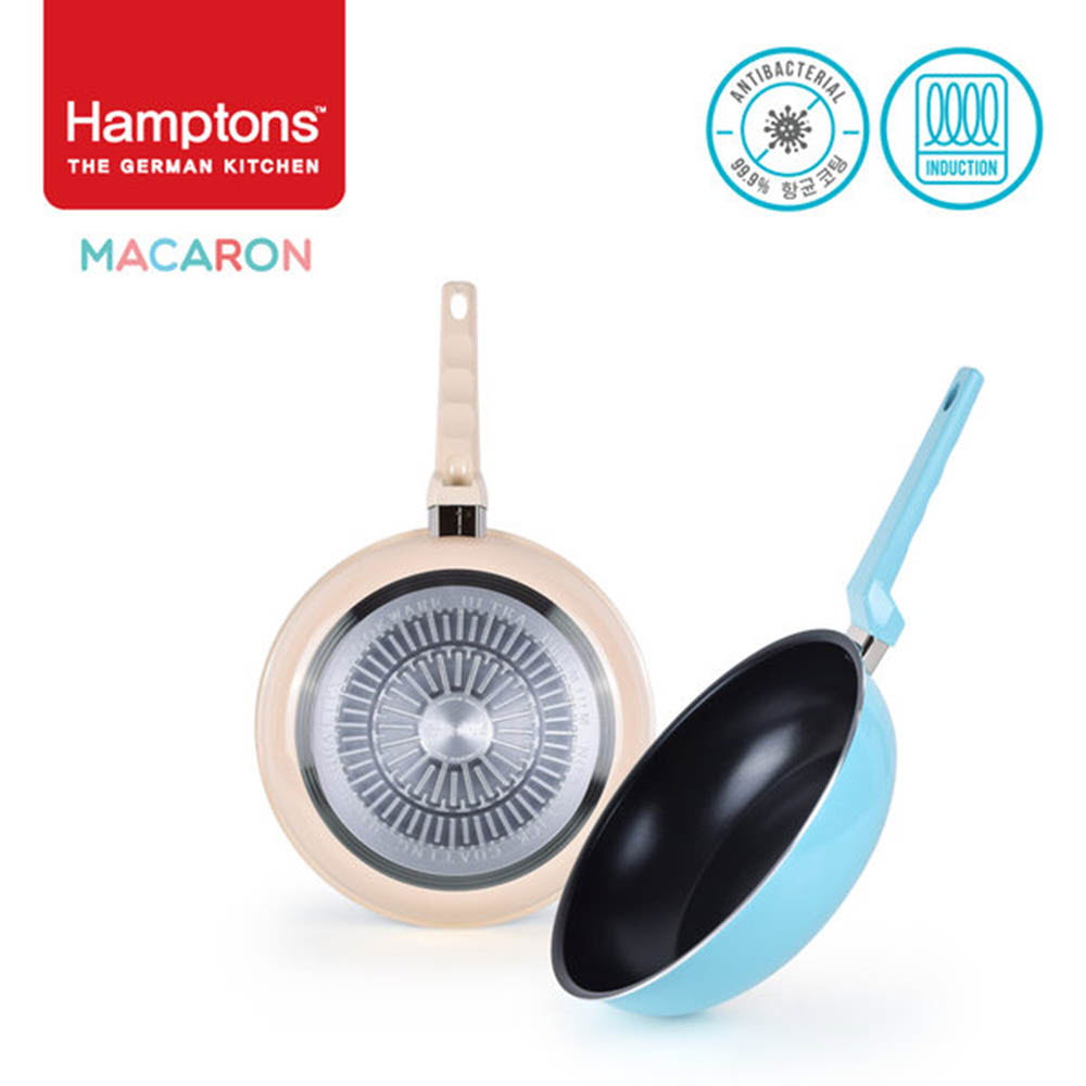 [Hamptons] 독일 햄튼 99.9%항균 마카롱 인덕션 후라이팬 2종 세트(28F+28W)