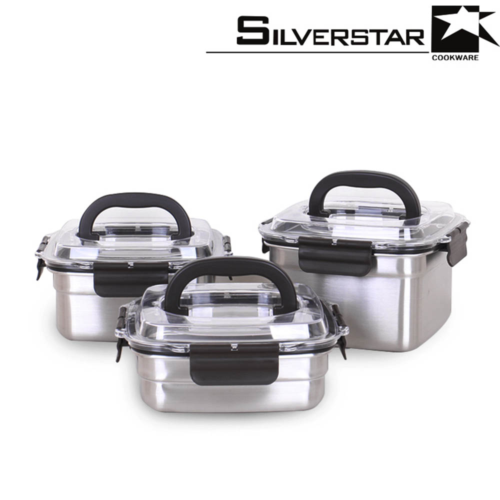 실버스타 오아이씨 국내산 돔형 스텐김치통 핸디 3종