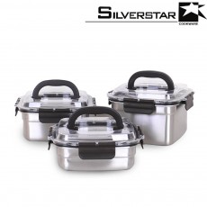 실버스타 오아이씨 국내산 돔형 스텐김치통 핸디 3종