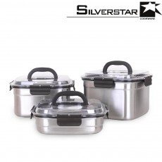 실버스타 오아이씨 국내산 돔형 스텐김치통 핸디 3종A