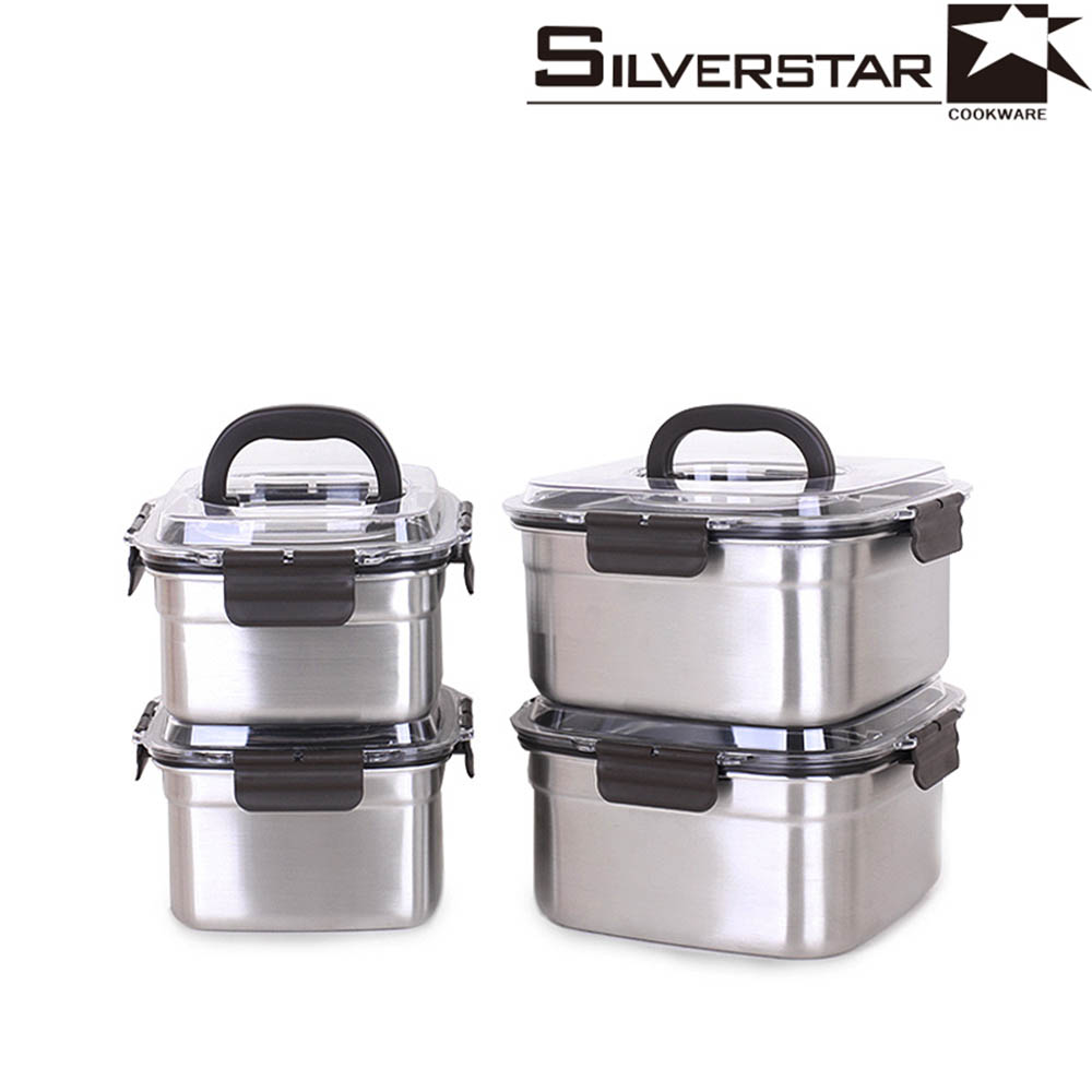 실버스타 오아이씨 국내산 돔형 스텐김치통 핸디 4종