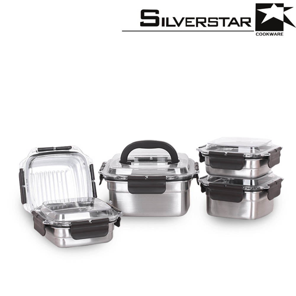 실버스타 오아이씨 국내산 돔형 스텐찬통&김치통 5종세트