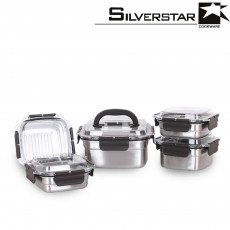 실버스타 오아이씨 국내산 돔형 스텐찬통&김치통 5종세트