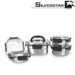 실버스타 오아이씨 국내산 돔형 스텐찬통&김치통 5종세트