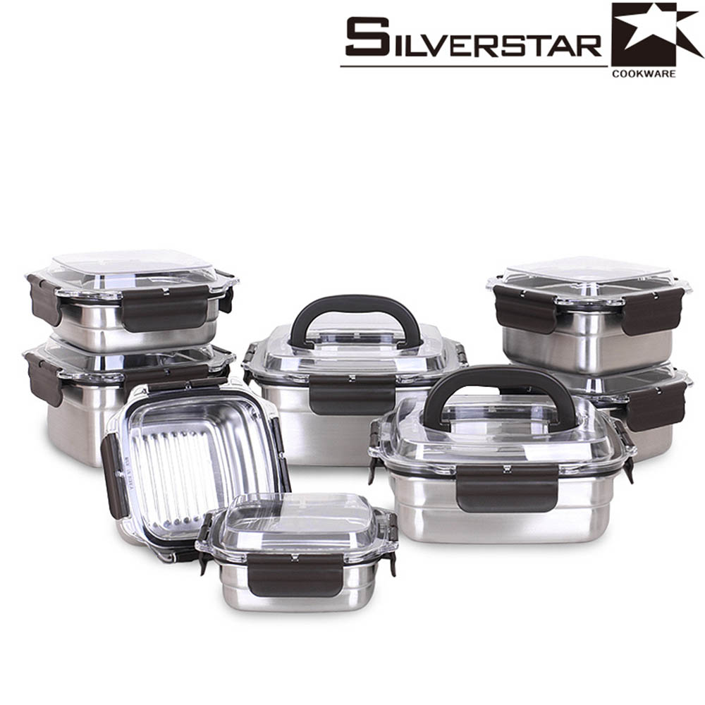 실버스타 오아이씨 국내산 돔형 스텐찬통&김치통 8종세트