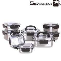 실버스타 오아이씨 국내산 돔형 스텐찬통&김치통 8종세트