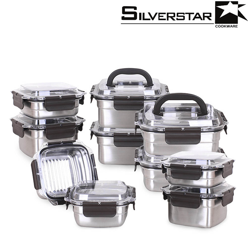 실버스타 오아이씨 국내산 돔형 스텐찬통&김치통 10종세트